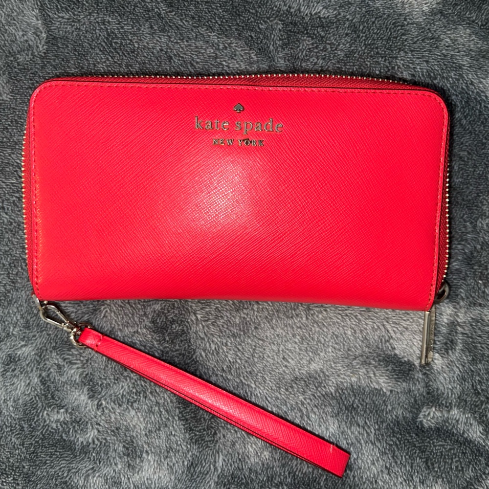 Kate Spade red wristlet wallet large size